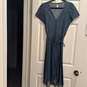 Denim midi wrap dress from the Gap